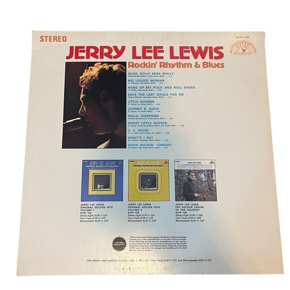 RARE‎ JERRY LEE LEWIS “ROCKIN’ RHYTHM & BLUES” VINYL RECORD LP SUN RECORDS - Picture 4 of 7